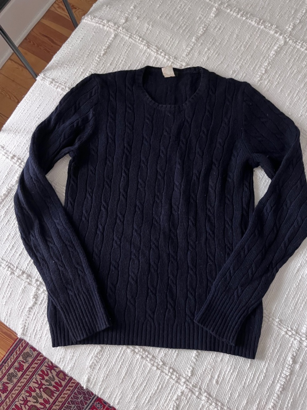 J. Crew navy cable-knit sweater